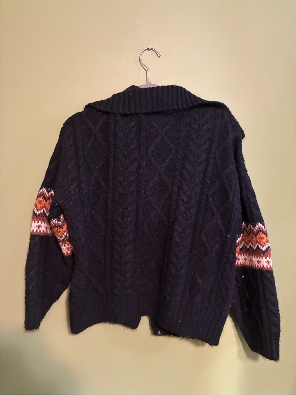 Maeve Black Fair Isle Button-Front Cardigan with Rust and Cream Accents - Picture 5 of 5